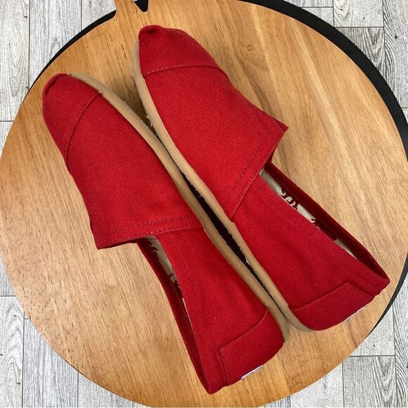 Toms Alpargata Canvas Slip On Shoes Red 10 - Picture 4 of 8